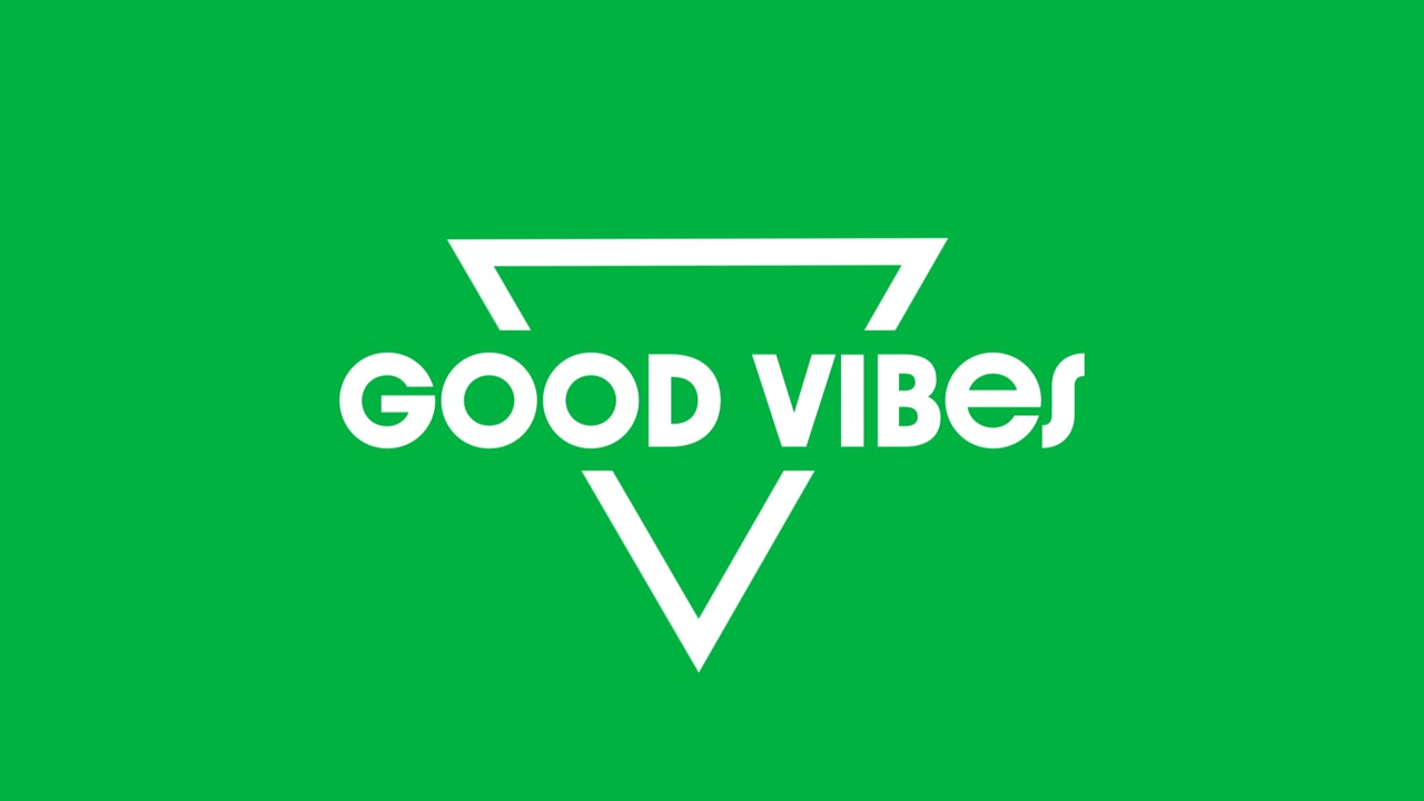 Animazione del testo "good vibes" in ripetizione su sfondo nero