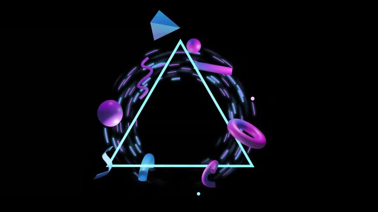 Animation of abstract 3d shapes over black background