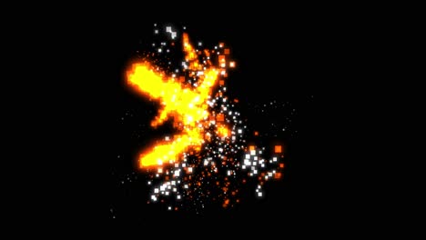 pixel sparks exploding bursting on black background 2d pixel style animation