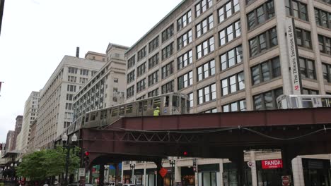 elevated metro in chicago loop financial district