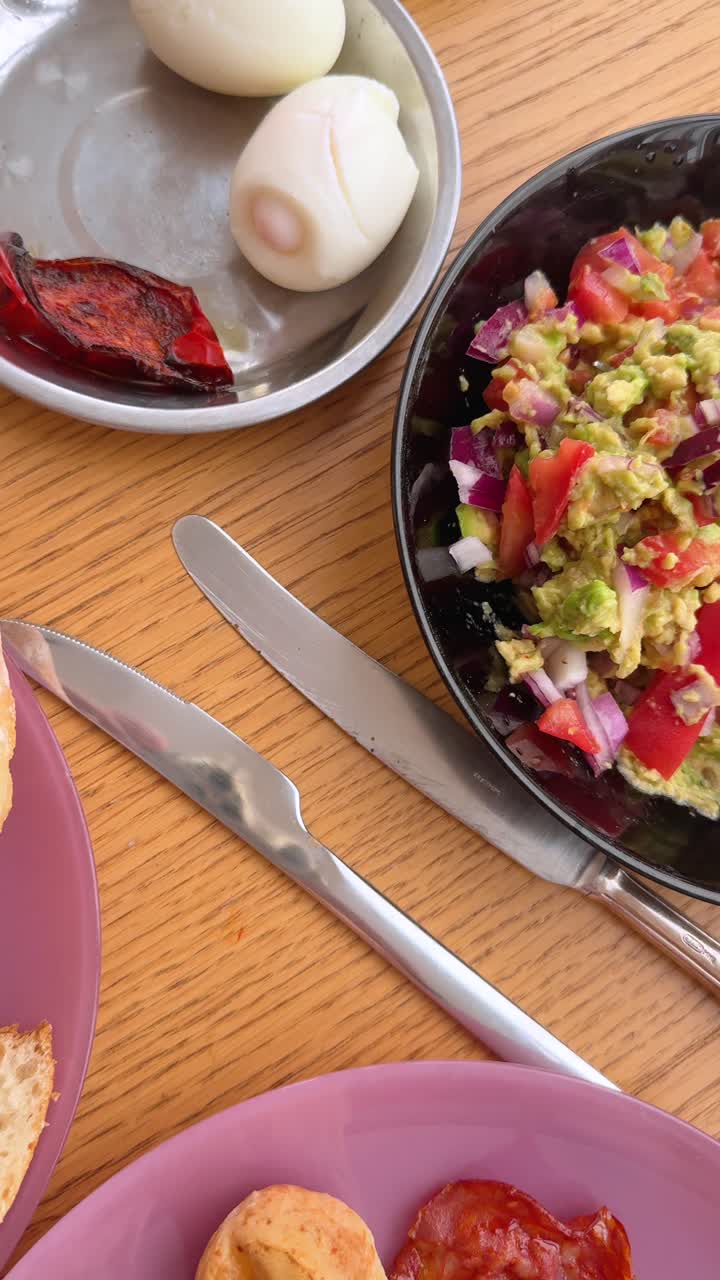 Food photography with bread and salad