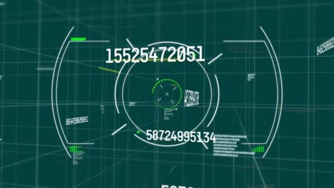 Animación-Del-Efecto-De-Falla-Y-Escaneo-Del-Alcance-Sobre-Números-Cambiantes-Sobre-Fondo-Verde
