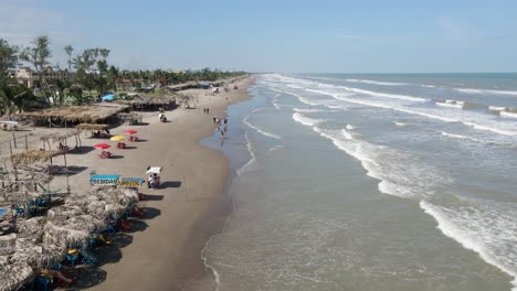 drone shot of the beautiful mexican beach in the town of tecolutla in the state of veracruz