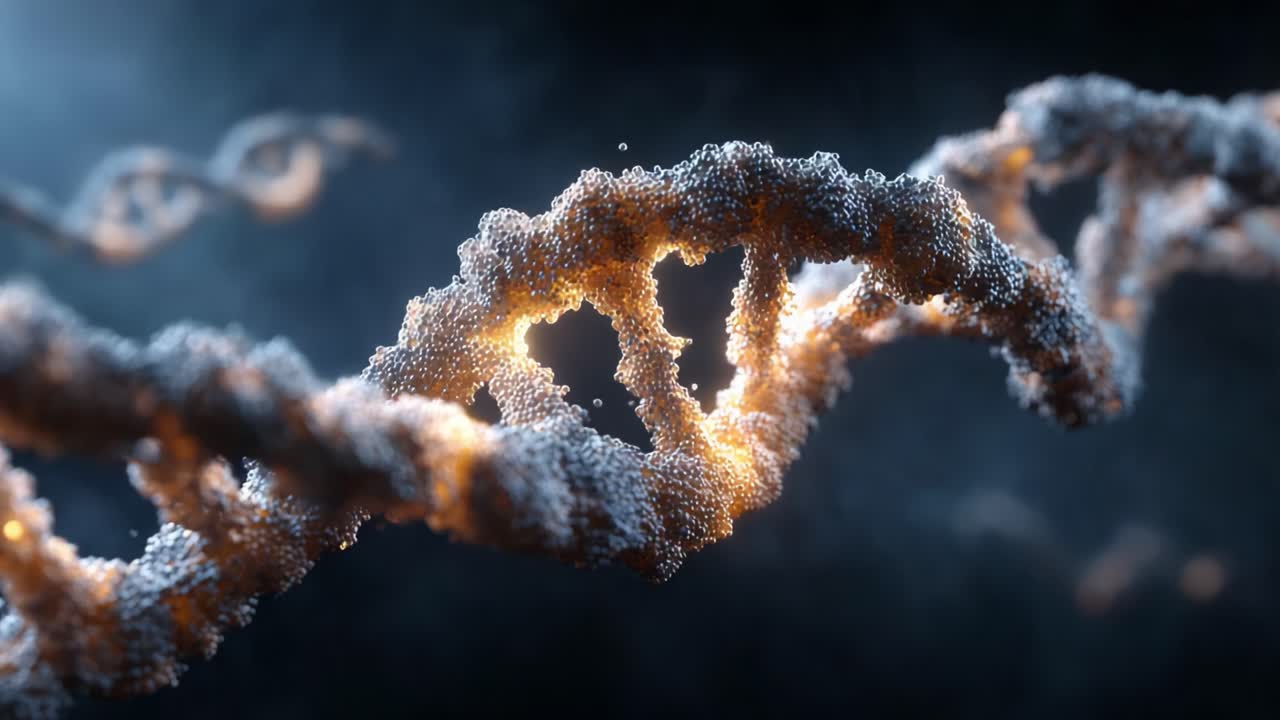 Exploring the Intricacies of DNA Structure: A Close-Up of the Double Helix with Illuminated Nucleotides Captures the Essence of Genetic Material and Its Complex Formation