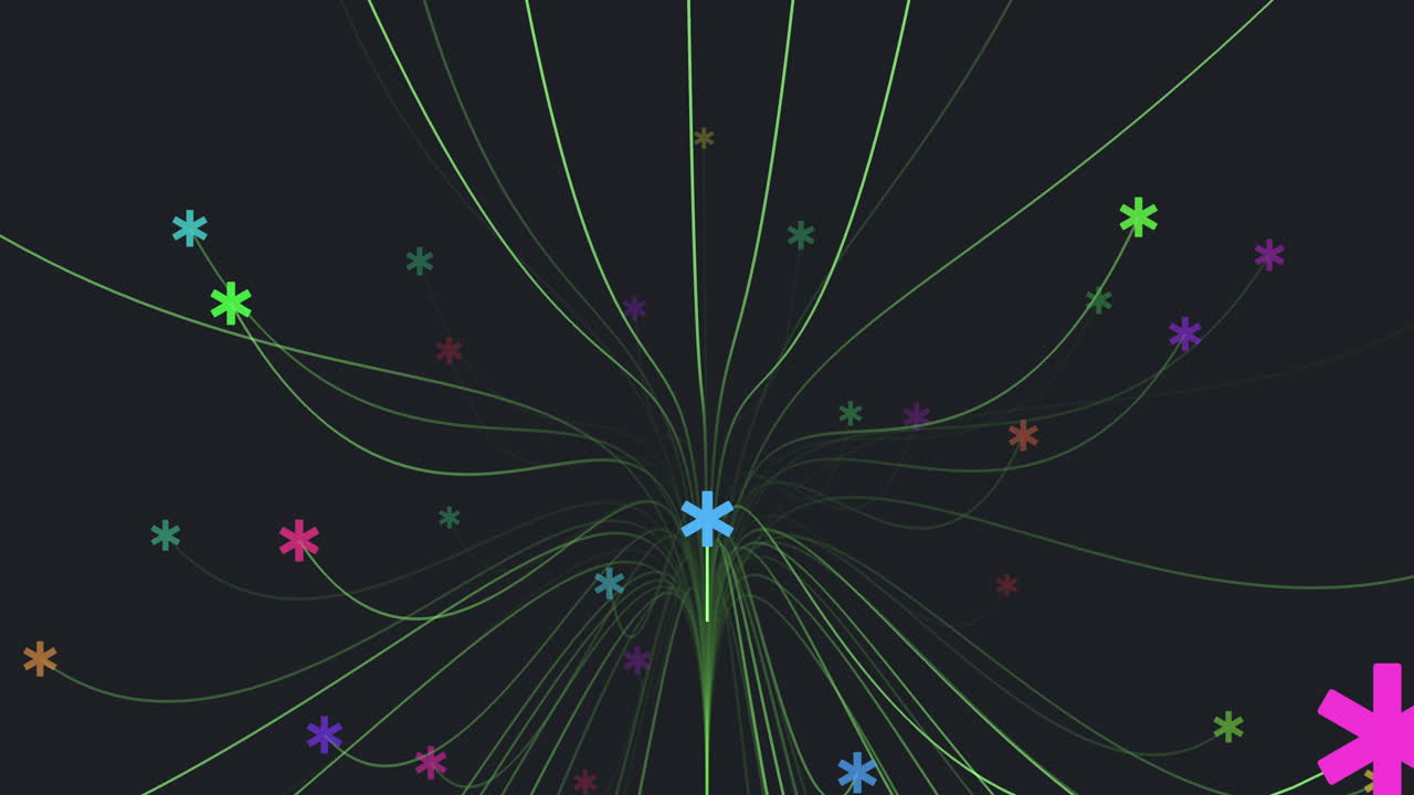 블랙 그라데이션 1에 눈송이와 선이 있는 미래 지향적인 꽃