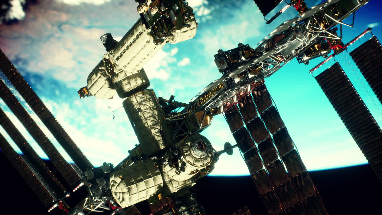 estación espacial internacional en la órbita del planeta tierra elementos proporcionados por la nasa