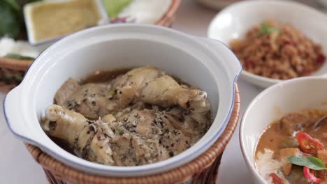 close up footage of roasted chicken curry seasonned with black peper and garlic