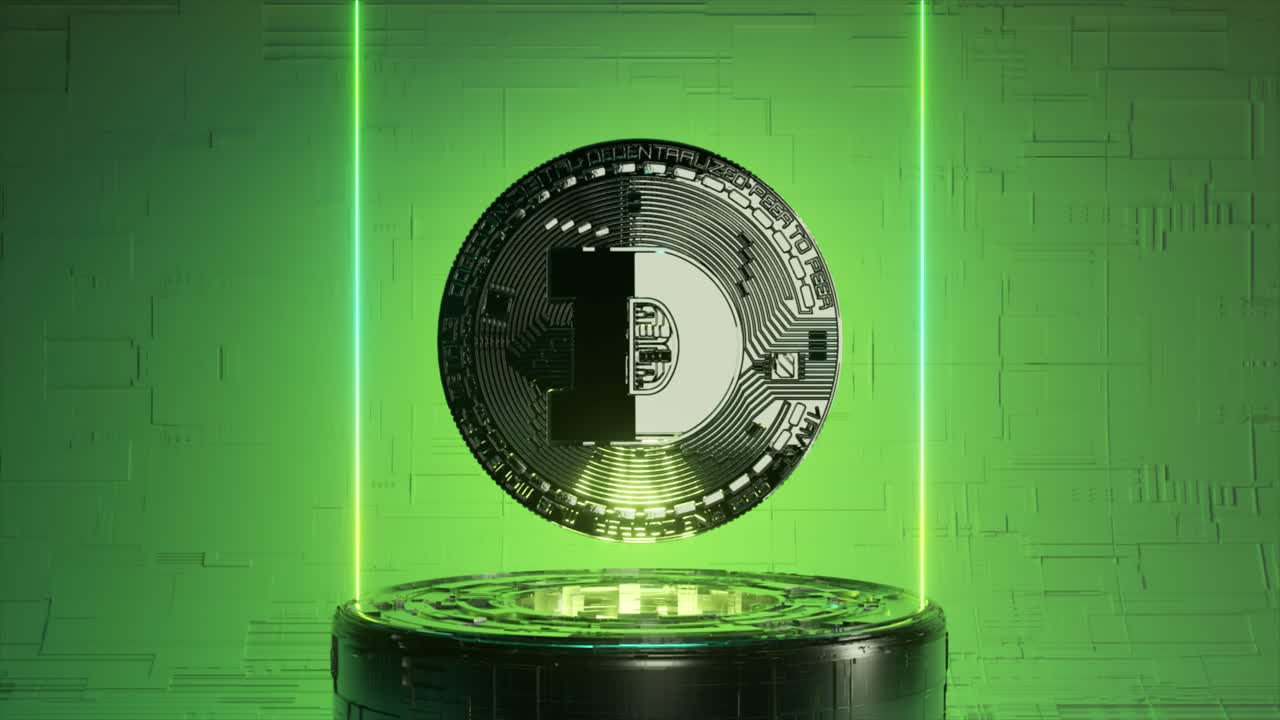 moneda de criptomoneda digital en una plataforma futurista