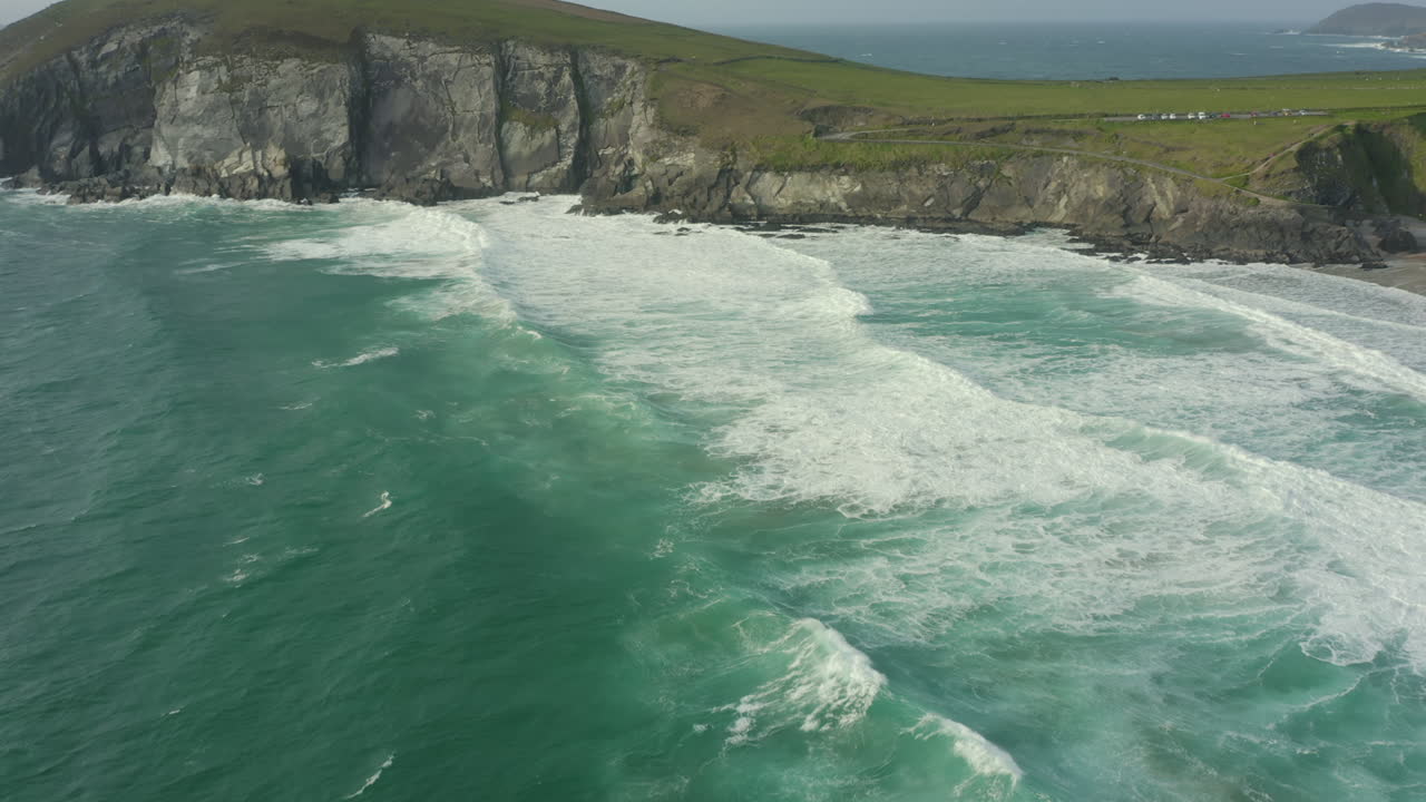 Aerial view of Dunmore Head, it is a promontory in the westernmost part of the Dingle Peninsula, located in the barony of Corca Dhuibhne in southwest County Kerry, Ireland