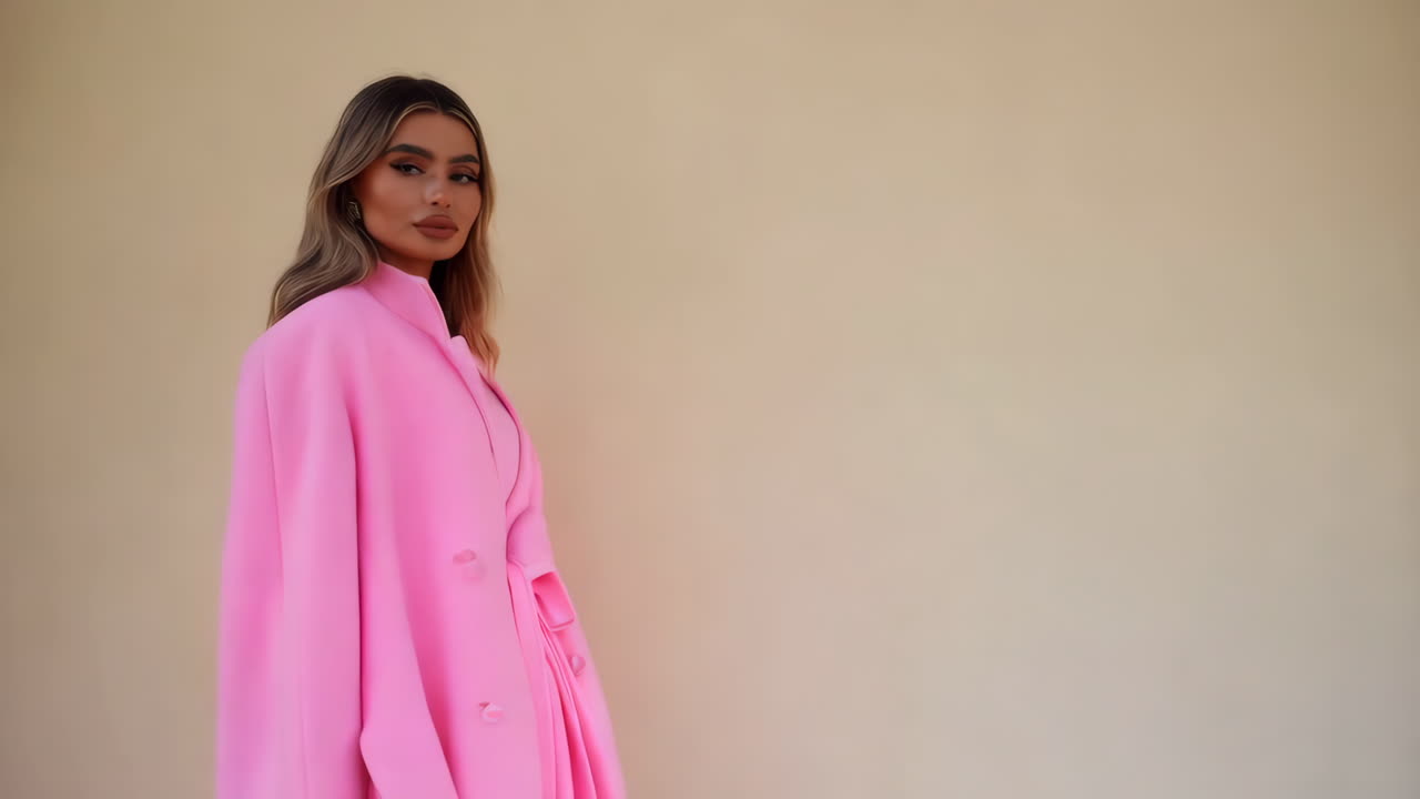 mujer elegante con una chaqueta rosa