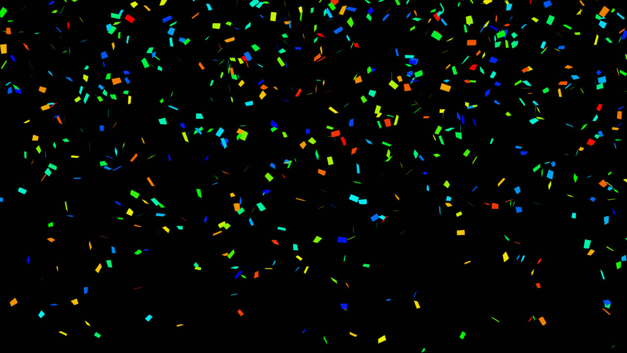 confeti colorido sobre un fondo negro