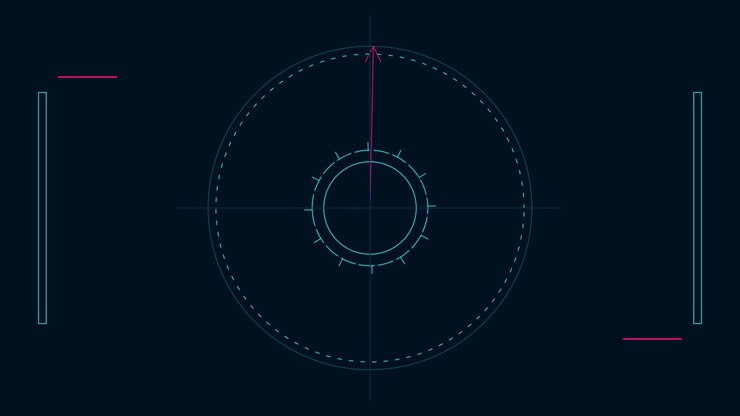 Abstract Digital Radar Interface Rotating on Dark Background