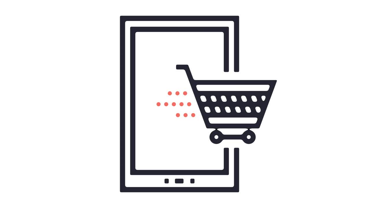 animación del icono de la línea de compras móvil