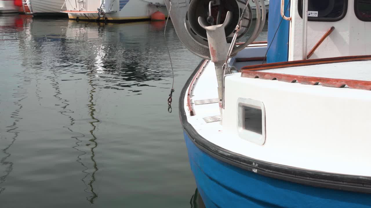 Close up of a blue boat