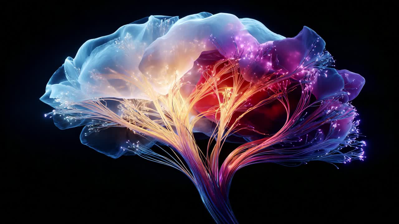 A Stunning Visualization of Neural Networks: Exploring the Intricacies of the Brain's Structure and Connectivity through Vivid Colors and Dynamic Light Patterns