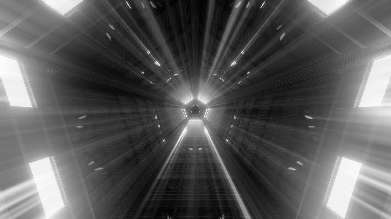 Loopable tunnel. Abstract Geometry. Black and white