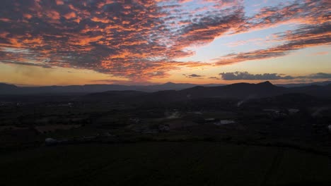 magnificent aerial view of a cloudscape sunset in rural mexico