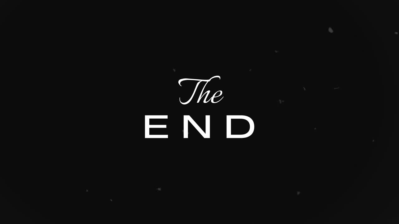 Testo animato "The End" Pop Up — Schermata di chiusura, outro video, finale del film, messaggio finale, grazie per aver guardato l'animazione