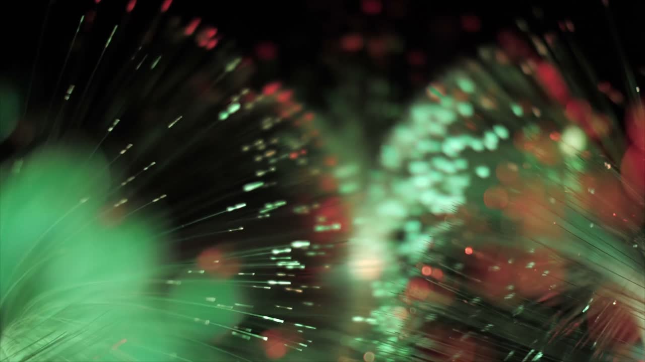 Abstract Fiber Optic Lights Glowing with Bokeh Effect