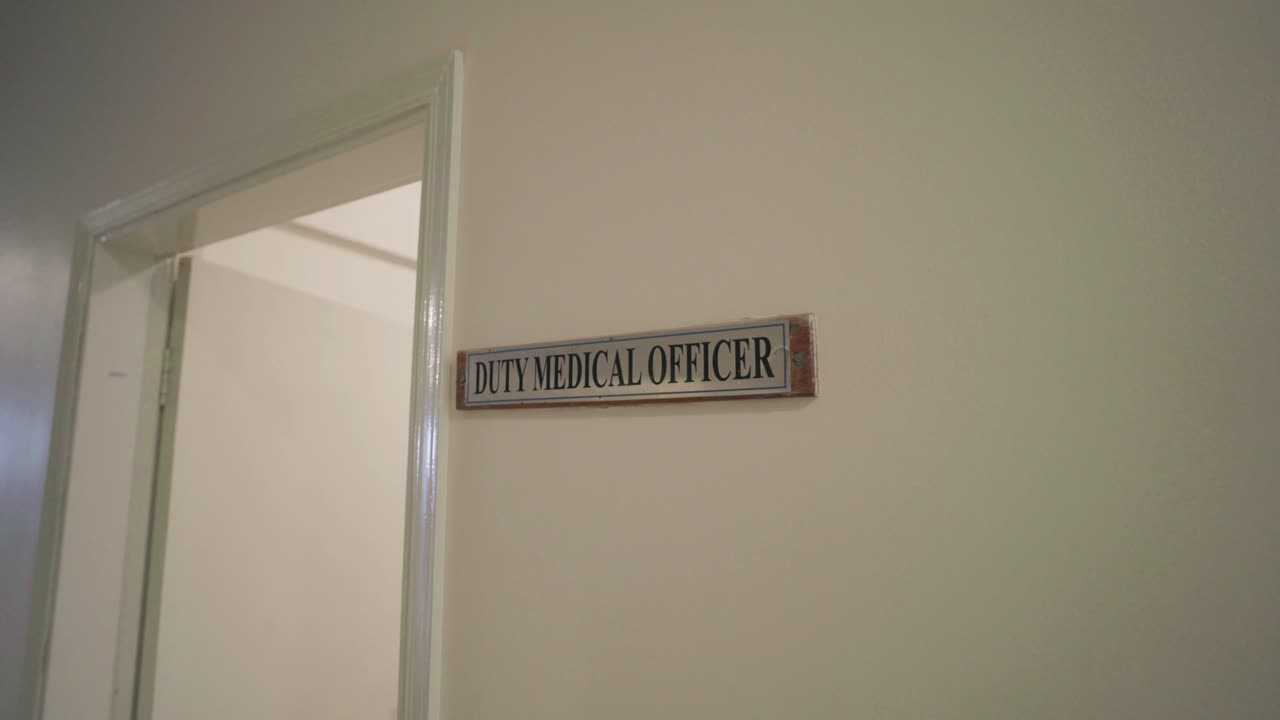 Closeup shot of badge of Medical officer in a hospital.