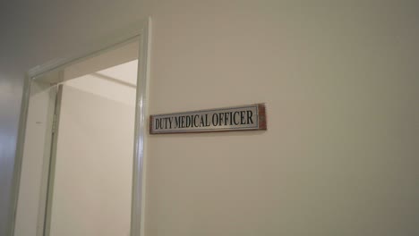 closeup shot of badge of medical officer in a hospital.
