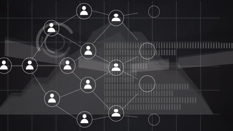 animación del escaneo del alcance, los iconos y el procesamiento de datos