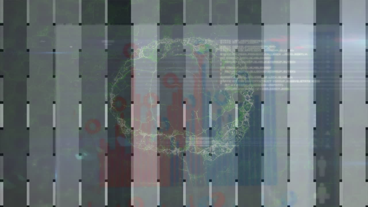 animación del procesamiento de datos y cerebro sobre círculos