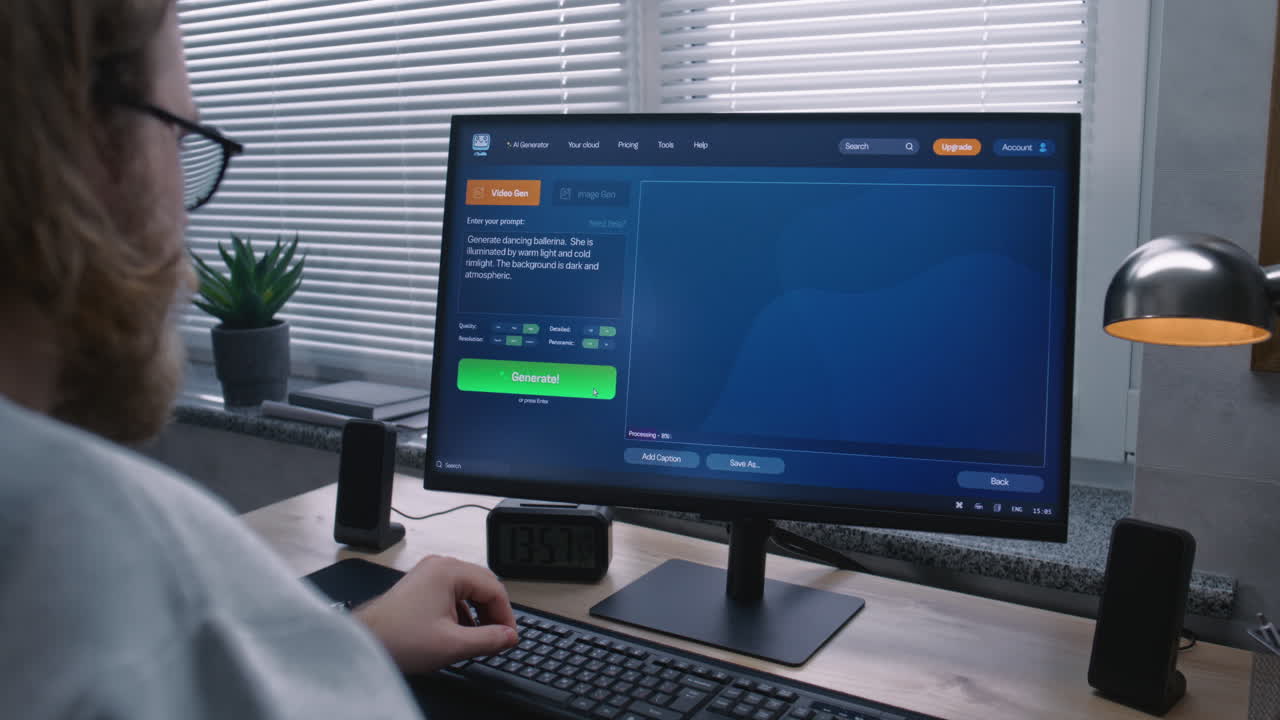 Person using AI art generation software