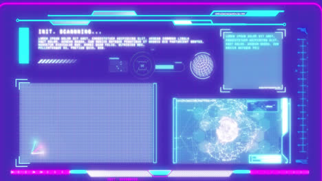 animation of network of connections and data processing on interface