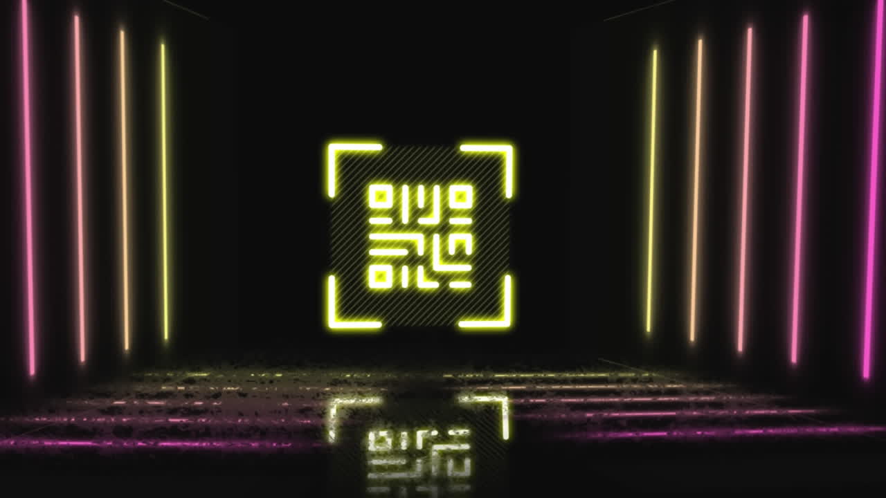 escáner de código qr contra túnel brillante en el cambio de fondo