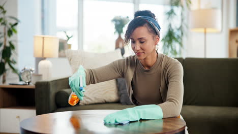 woman cleaning a coffee table