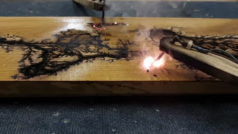 Burning-wood-with-high-voltage-electricity-and-water