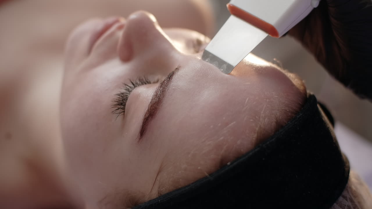 Facial Treatment with Microdermabrasion Device