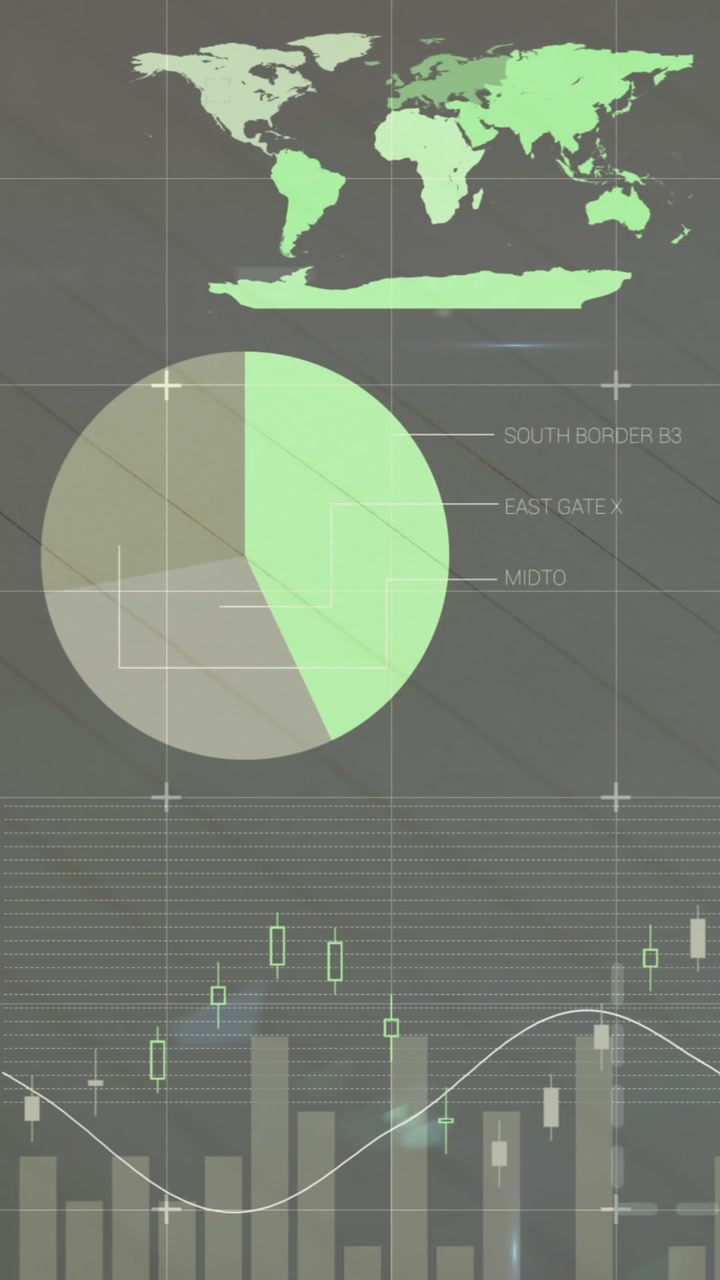 Animation of multicolored infographic interface over pen on notepad