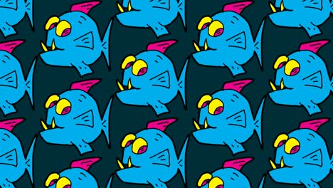 niños dibujando arte pop fondo sin costuras con tema de piraña
