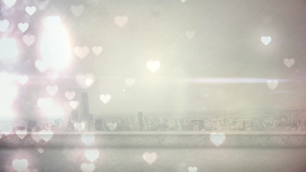 심장을 가진 넓은 도시 전망