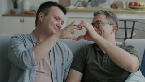 happy gay couple relaxing at home