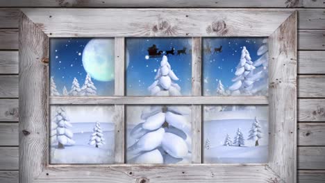 animation of window view and christmas decoration