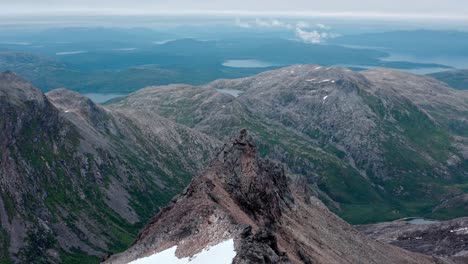 kvaenan mountain peak in senja island - majestic mountain with pinnacle peaks in norway