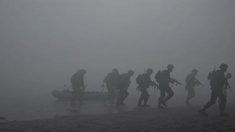 military training exercise in fog