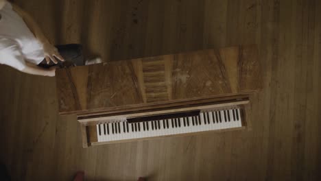 moving the piano by the window in the living room - top view