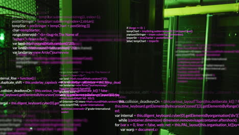animación del procesamiento de datos en la sala de servidores