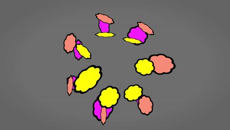fondo gris con formas de flores en movimiento