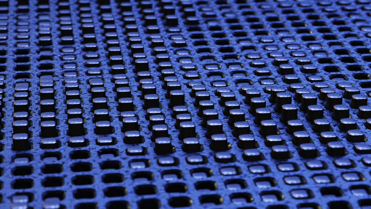 Blue background of black graphite cubes. Infinitely looped animation