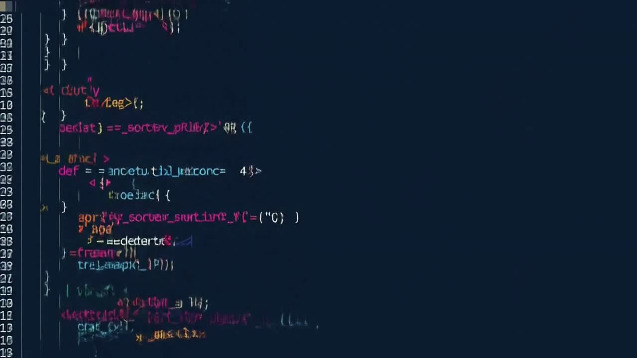 Abstract Screen of Computer Programming Code with a Digital Glitch Effect