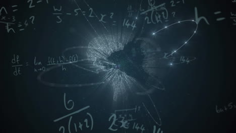 animación de fórmulas matemáticas en movimiento sobre un fondo oscuro
