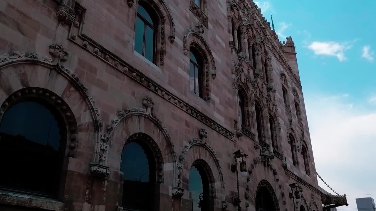 Viewpoint of the Post Office Palace in center of Mexico City on a sunny day