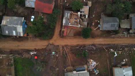 south brazil floods 2024 - top down drone shot of aftermath of floods in cruzeiro do sul city - rio grande do sul