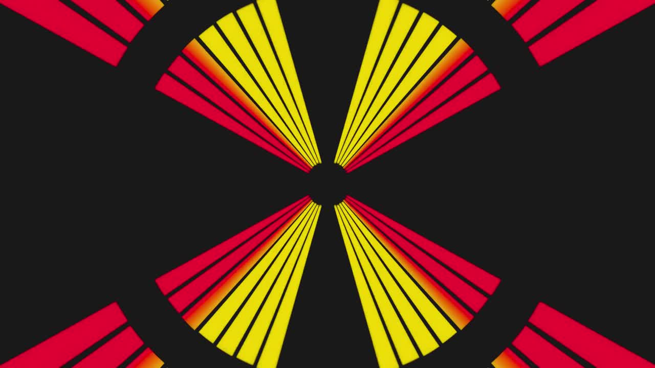 Motivo geometrico astratto con raggi rossi e gialli in espansione