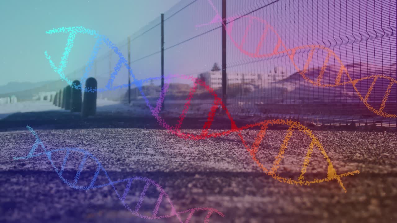 아프리카계 미국인 남자가 야외에서 달리는 dna  ⁇ 의 애니메이션